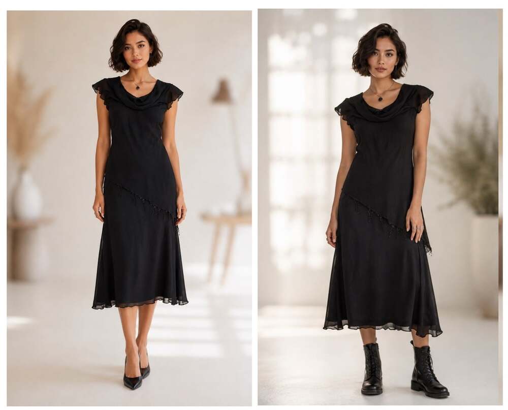 Womens VTG Evening Dress Cowl Neck Y2k Tiered Classic Grunge Whimsigoth Fairy 10